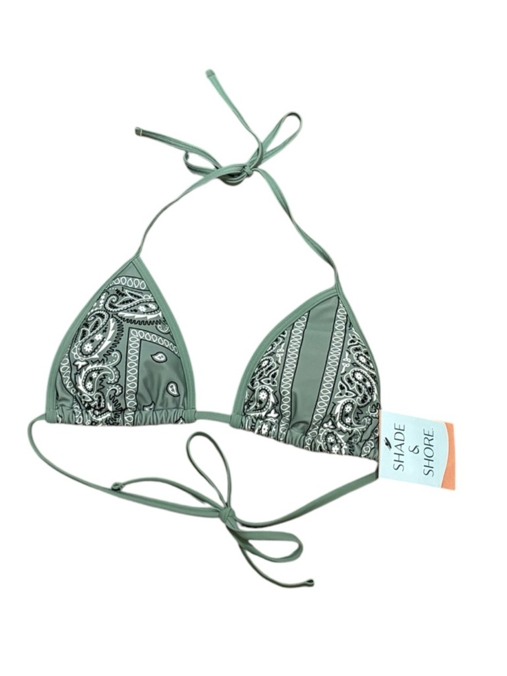 Shade & Shore‎ Sage Bandana Print Triangle Bikini Top, Size M, NWT - Picture 4 of 10